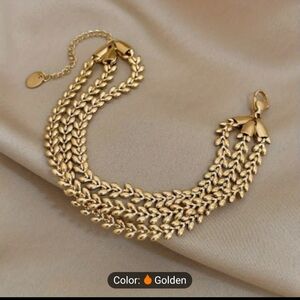 💛💛NEW💛💛 GORGEOUS!! SS 3 Layer Wheat Link Bracelet in GOLD